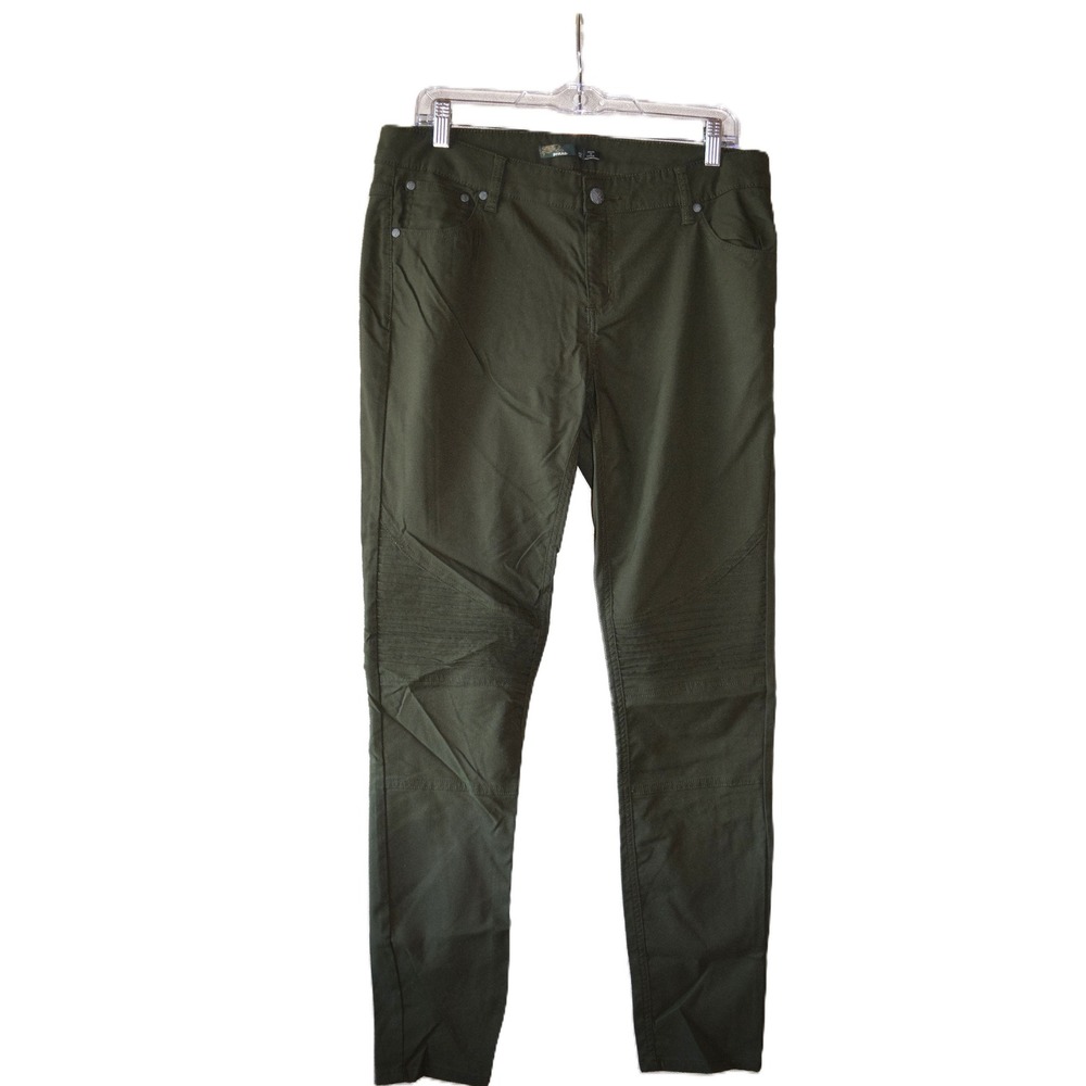 Prana Kara Moto Pants Womens 12 Dark Olive Green Excellent Ribbed Knee Stretch